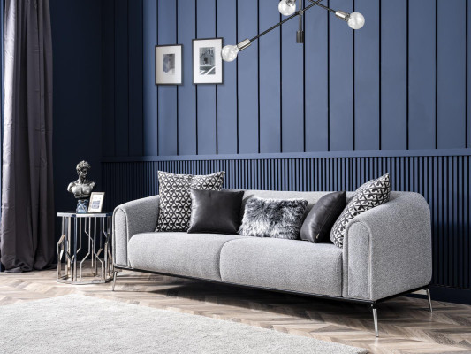 Moderns gultas sofa 3 sēdvietu krēsls trīsvietīgs auduma pelēks moderns poliesters