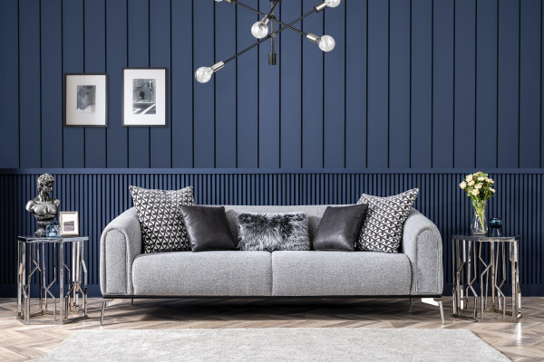 Moderns gultas sofa 3 sēdvietu krēsls trīsvietīgs auduma pelēks moderns poliesters