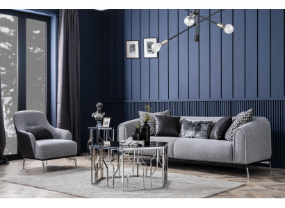 Sofas komplektēts dīvānas komplekts SOFA 431 sēdeklis audums 3 daļas melns