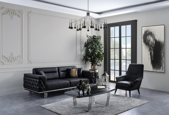 Sofagarnitur Komplette Sofa 41 Sitz Sessel Kunstleder Schwarz Set 2tlg  Sofas komplekts Sofa 41 sēdvietas krēsls mākslīgais āda melns komplekts 2 gab.