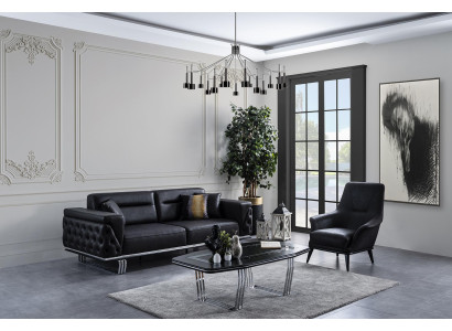 Sofagarnitur Komplette Sofa 41 Sitz Sessel Kunstleder Schwarz Set 2tlg  Sofas komplekts Sofa 41 sēdvietas krēsls mākslīgais āda melns komplekts 2 gab.