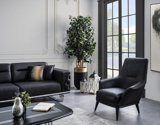 Sofagarnitur Komplette Sofa 41 Sitz Sessel Kunstleder Schwarz Set 2tlg  Sofas komplekts Sofa 41 sēdvietas krēsls mākslīgais āda melns komplekts 2 gab.