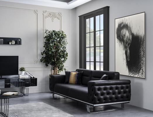 Sofagarnitur Komplette Sofa 41 Sitz Sessel Kunstleder Schwarz Set 2tlg  Sofas komplekts Sofa 41 sēdvietas krēsls mākslīgais āda melns komplekts 2 gab.
