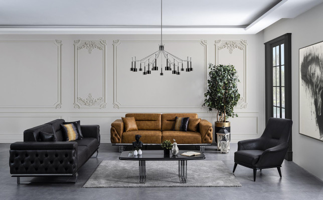 Chesterfield mājas iekāras dīvānkopā 431 skaidra mākslīgā āda dīvāni melns