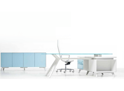 Komoda Moderns Sideboard Zils Servantu Skapis Aktu skaņa birojs Stikls Frezza jauns