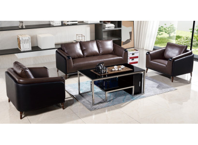 Sofas komplekts 3+1+1-vietas ādas dīvāns galds Dzīvojamā istaba Divāns Komplekts Moderns dizains