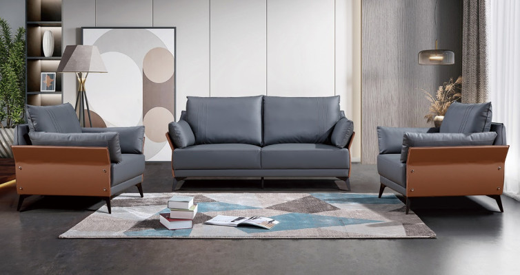 Sofas komplekts 3+1+1 vietu dīvāni Polster Set mēbeles dīvāni ādas kabinetā