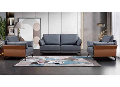 Sofas komplekts 3+1+1 vietu dīvāni Polster Set mēbeles dīvāni ādas kabinetā