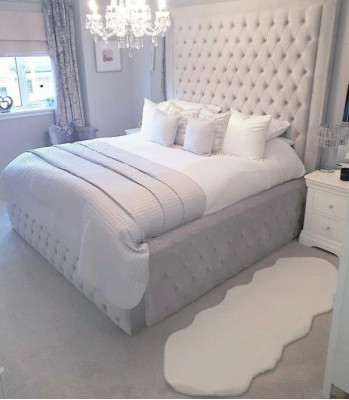 Viesnīca Chesterfield luksusa gulta Balts guļamistaba Angļu gultas.