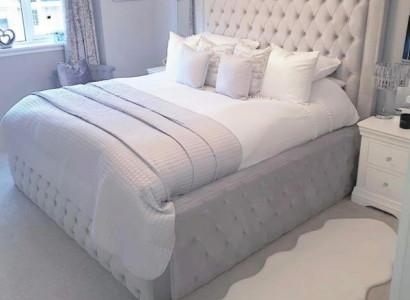 Viesnīca Chesterfield luksusa gulta Balts guļamistaba Angļu gultas.
