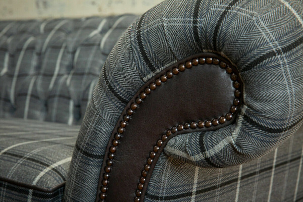 Chesterfield dīvāns ar trim sēdvietām, polsterēts, dizaina dīvāns, dīvāni, komplekts, pelēka krāsā
