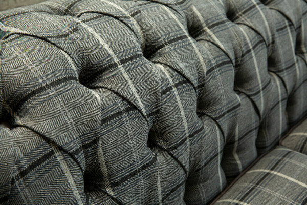 Chesterfield dīvāns ar trim sēdvietām, polsterēts, dizaina dīvāns, dīvāni, komplekts, pelēka krāsā
