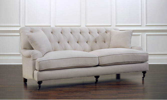 Chesterfield luksusa dīvāns ar auduma pārklājumu, 3+1 vietas.