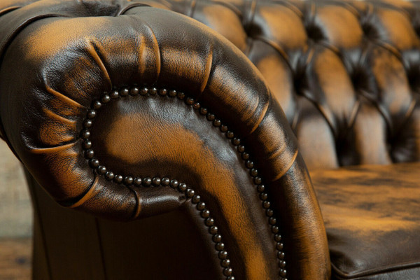 Nobelie Chesterfield Brown trīs vietu luksusa mēbeles dīvāns dizainera dīvāni