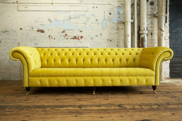 Dizaina dīvāns 4-vietīgs polsteris luksusa klasiskais tekstilā Chesterfield sofa dīvāns