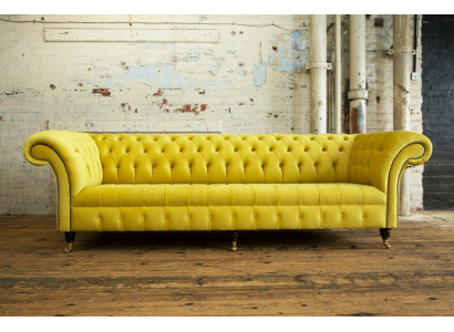 Dizaina dīvāns 4-vietīgs polsteris luksusa klasiskais tekstilā Chesterfield sofa dīvāns