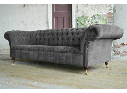 Triezvietīgais "Chesterfield" pelēks dīvāns Polster Sofas Modernas dīvāni