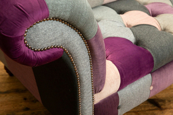 Chesterfield divvietīgs dīvāns audums dīvāns apdare dizains daudzkrāsains dīvāns