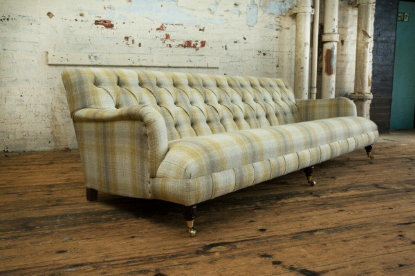 Chesterfield polstermēbeles Ar tekstila dizainu, 4-vietīga mīkstā sofa, luksusa dizaina dīvāns