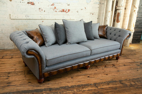 Klasiskā Chesterfield dizaina dīvāns 4 sēdvietu dīvāns Polster Luxus tekstila dīvāns