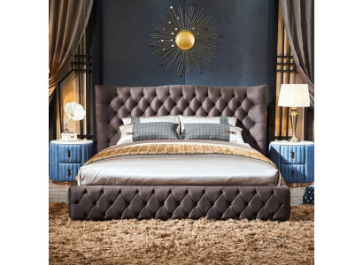Brūns Chesterfield gultas guļamistabas tekstila gultas samta lielā hotelu gultas