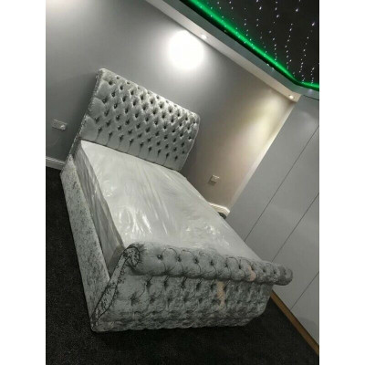 Samta Velvet Chesterfield dizaina gulta Klasiska gultas korpuss auduma gultas Jauns