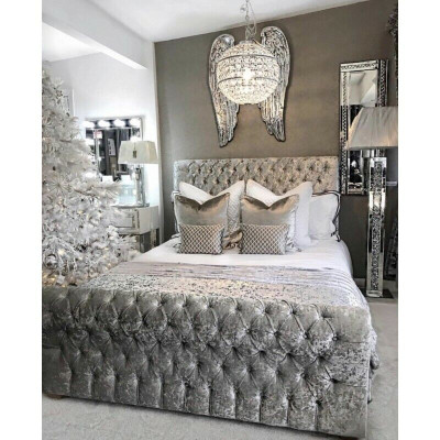 Chesterfield gulta guļamistabas gultas audums 180x200cm audekls Big Hotel Pelēks Jauns