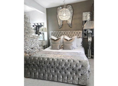 Chesterfield gulta guļamistabas gultas audums 180x200cm audekls Big Hotel Pelēks Jauns