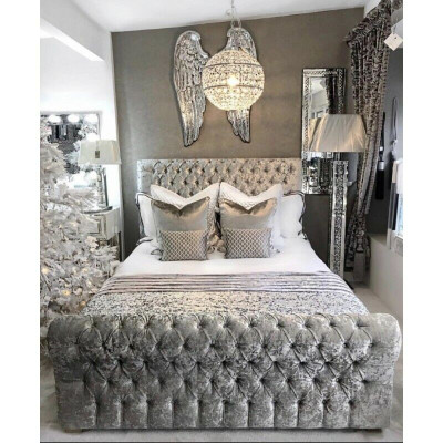 Chesterfield gulta guļamistabas gultas audums 180x200cm audekls Big Hotel Pelēks Jauns