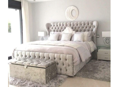 Chesterfield dizainera gulta gulamistabā tekstilu āda pārklāts 140/160/180/200 cm.