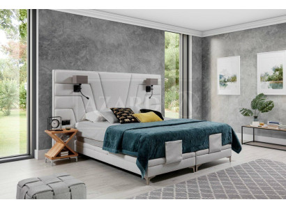 Gultas Gultas Dubultgulta Guļamistaba Ādas Polsterējums Tekstils Viesnīca + Lukturi