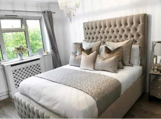 Chesterfield gulta dizaina guļamistaba Angļu gultas 200x200cm tekstila pārvalks