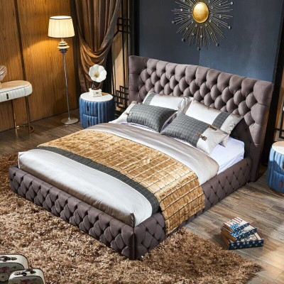 Chesterfield Lielā gulta Ar lielu galvu Austiņu gults Pamatnes Divguļamā gulta