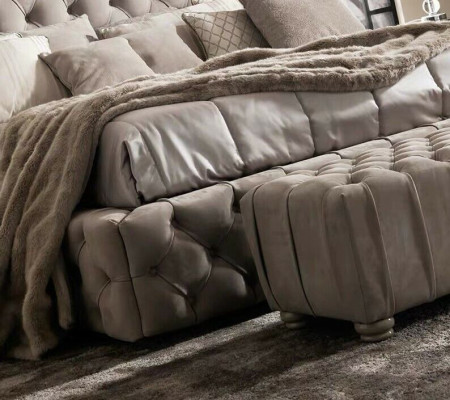 Īsts Chesterfield gultas divvietīgs viesnīcas gultas tekstila polsteris 160x200 cm audums jauns