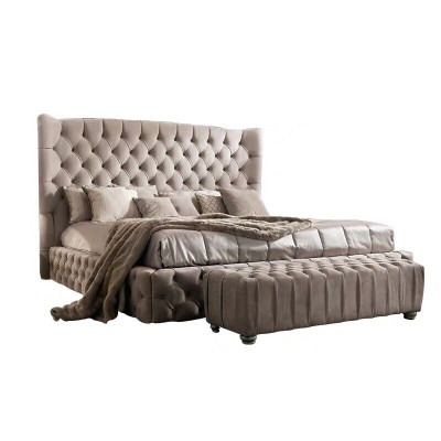 Īsts Chesterfield gultas divvietīgs viesnīcas gultas tekstila polsteris 160x200 cm audums jauns