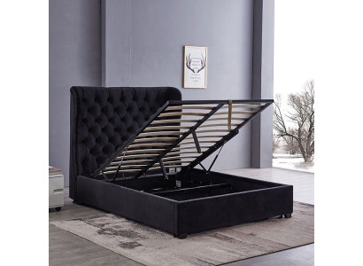 Melns Česterfīlda gultas polsteris Luksusa miegamo istabu dekora dizaina gultas no ādas