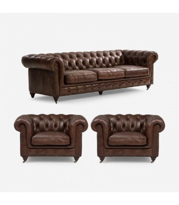 Sofasēžu komplekts 3+1 Sēdvietas Dīvāns Polster Sēdejvieta Chesterfield Dīvāns Tekstils Āda Jauns