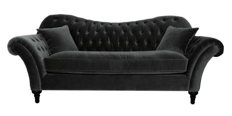 Dīvāns Polster Sofa Sofas Chesterfield Melns Trīsvietīgs Audums Dzīvojamā Istaba Jauns