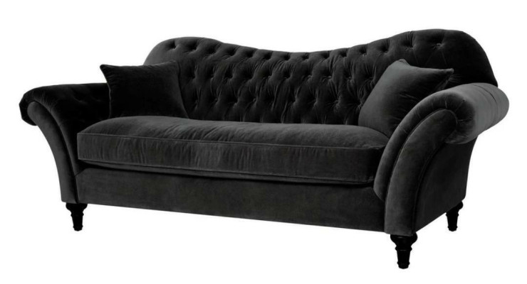 Dīvāns Polster Sofa Sofas Chesterfield Melns Trīsvietīgs Audums Dzīvojamā Istaba Jauns