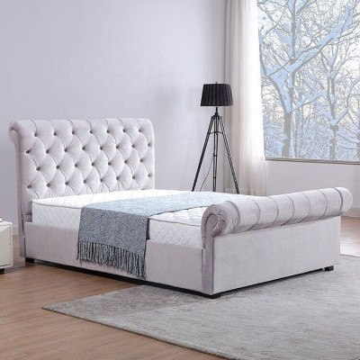 Klasiskās velvēnas tekstila divvietīgā gultas Dubultās viesnīcas gultas Polsterētas guļamistabas 180x200 cm.  