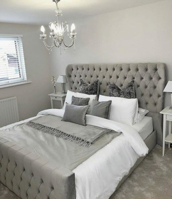 Chesterfield dizainera gulta guļamistabā auduma ādas pārklājums 140/160/180/200 cm