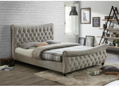 Chesterfield Tekstila pārklājuma gultas dizainera gultas Beža krāsā Viesnīcas divguļamā istaba