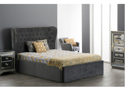 Chesterfield dizaina gulta 180x200 cm Pelēka guļamistabas gulta Viesnīcas apdare Luksuss调整完毕。