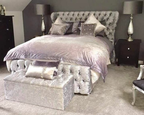 Chesterfield tirkīza zila dizainera gultas guļamistabas tekstila ādas apdare 180x200 cm.