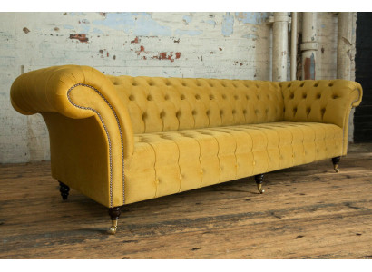 Dīvāns Dīvāns Polster Chesterfield Auduma Dīvāni Dizaina Luksuss Auduma dīvāni 4-vietīgie Dzeltens