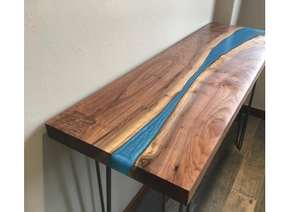 Konsolentisch Sideboard Reāla koka dizaineru galdi Epoksīda svešu upju ūdenskritums