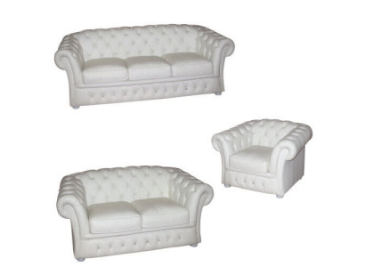Baltā Chesterfield dīvāns 3+2+1 VIETAS Polster dizaina dīvāni Garnitur.