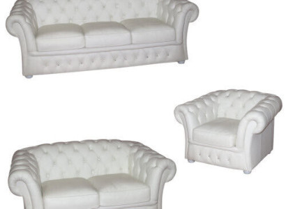 Baltā Chesterfield dīvāns 3+2+1 VIETAS Polster dizaina dīvāni Garnitur.