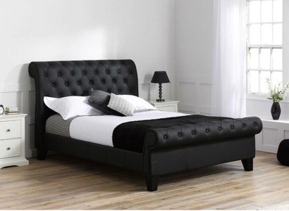 Melns Česterfilda viesnīcas divguļamais guļamistabas mēbeles luksusa mēbeles