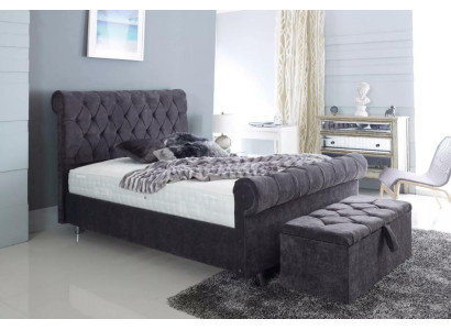 Chesterfield dizaina samta gulta luksusa auduma gultas guļamistabā divvietīga